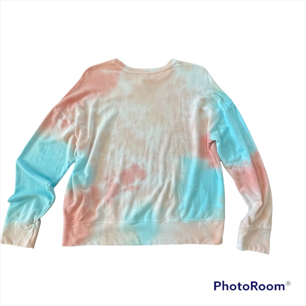 Sundry Peach and Turquoise Tie Dye Sweatshirt - Picture 3 of 7